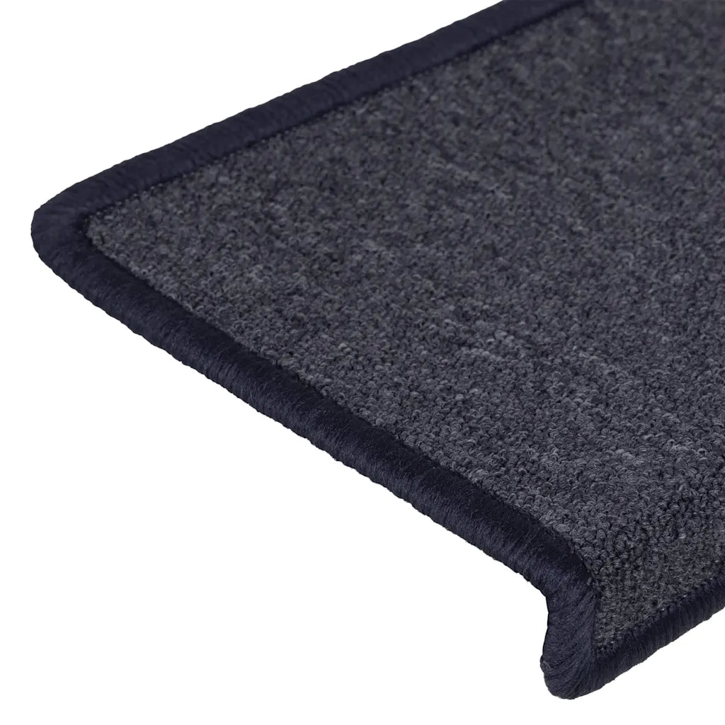 Tappetini per scale 15 pz 65x21x4 cm Grigio scuro e blu con bordo rettangolare 326195