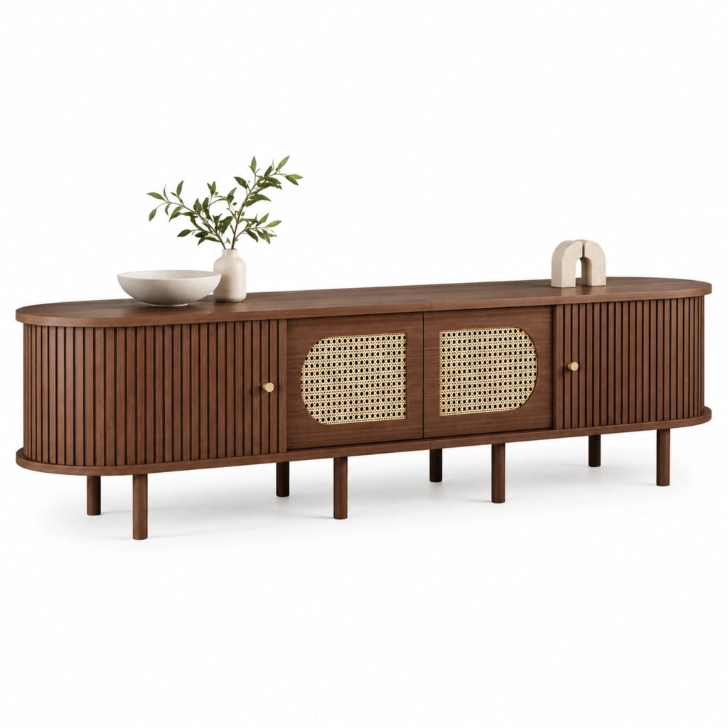 Mobile TV 180x40x40 cm con 2 ante e 2 porte a serranda in MDF