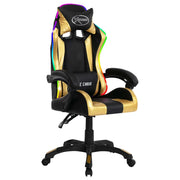 Sedia da Ufficio | Sedia da Gaming con Luci a LED RGB Oro e Nera in Similpelle
