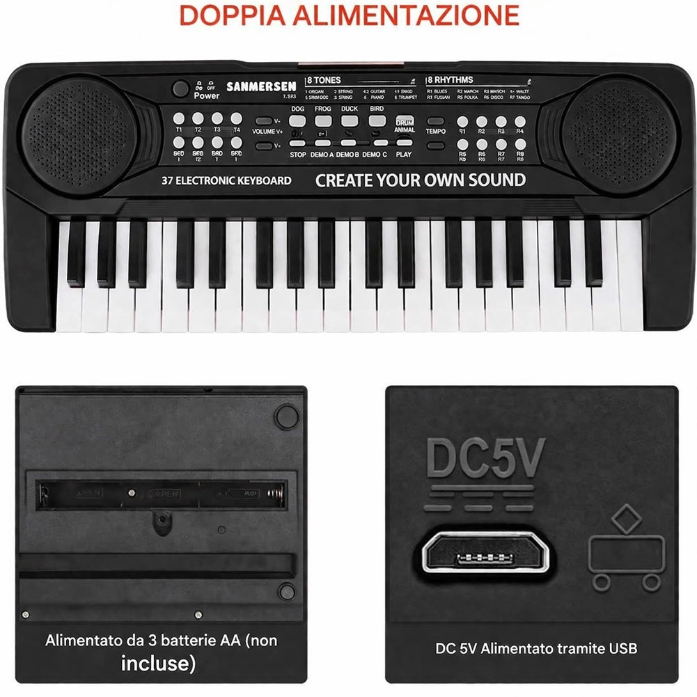 Tastiera Giocattolo Musicale Piano Keyboard Musica per Bambini con 37 Tasti Rosa