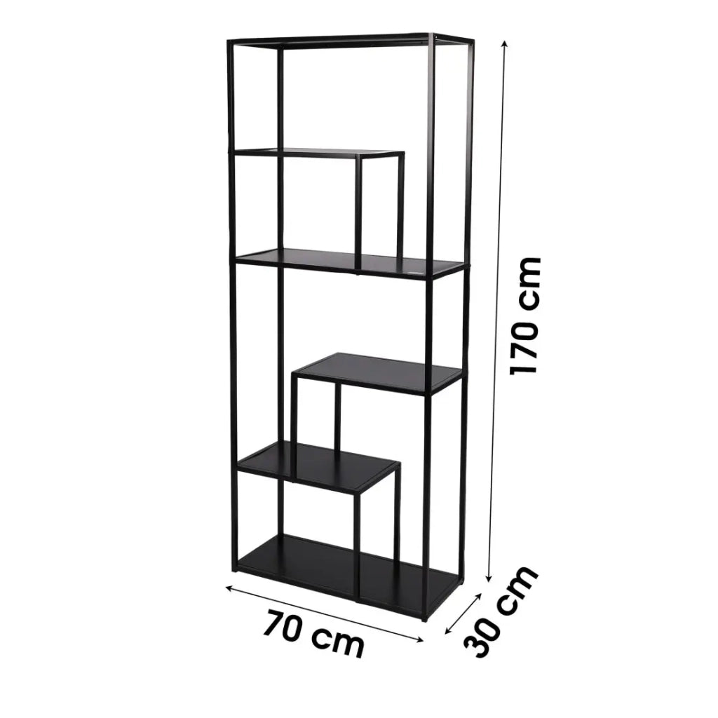 Libreria a 6 livelli con struttura in metallo collezione SOHO - Dimensioni 70x30x170 cm