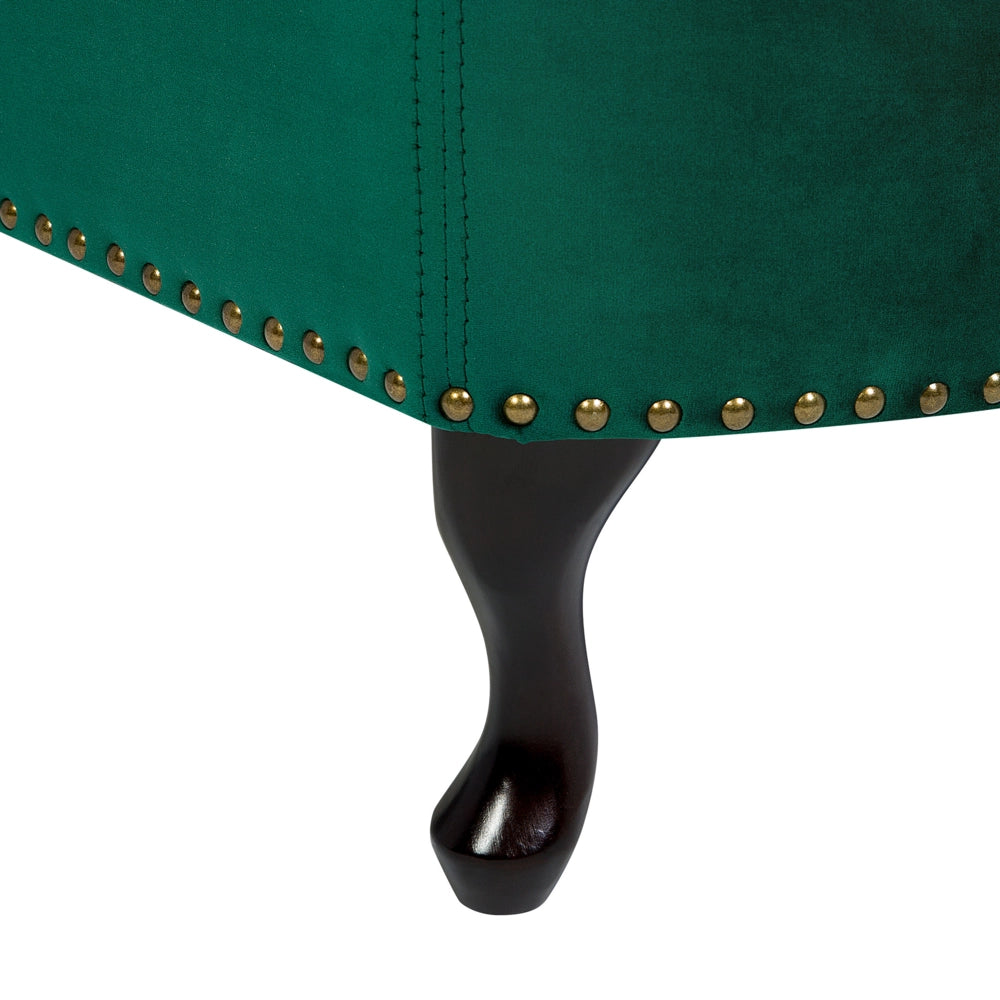 Chaise longue Verde versione sinistra Velluto Con Bottoni Inchiodati