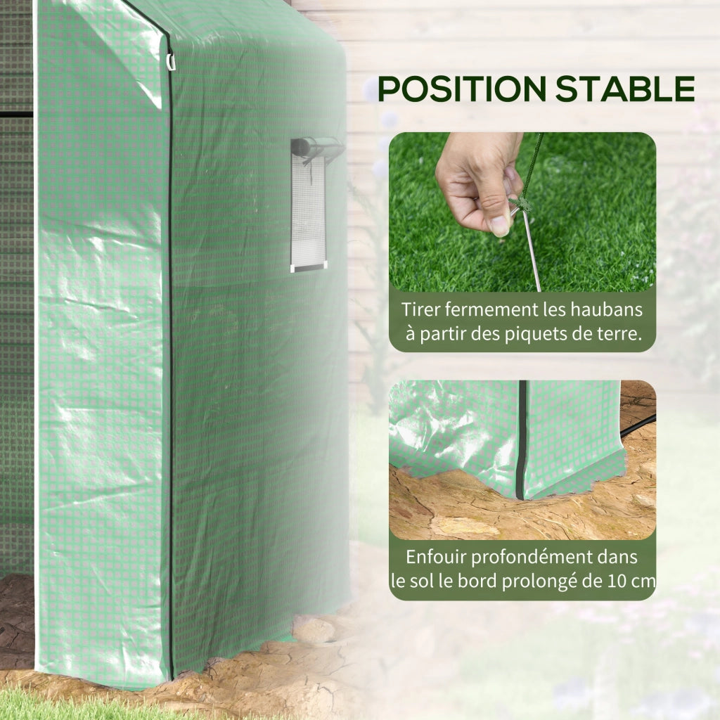 Serra da giardino con porta, finestre e ripiani 3 livelli ¨C zephmum ¨C 140x143x190 cm