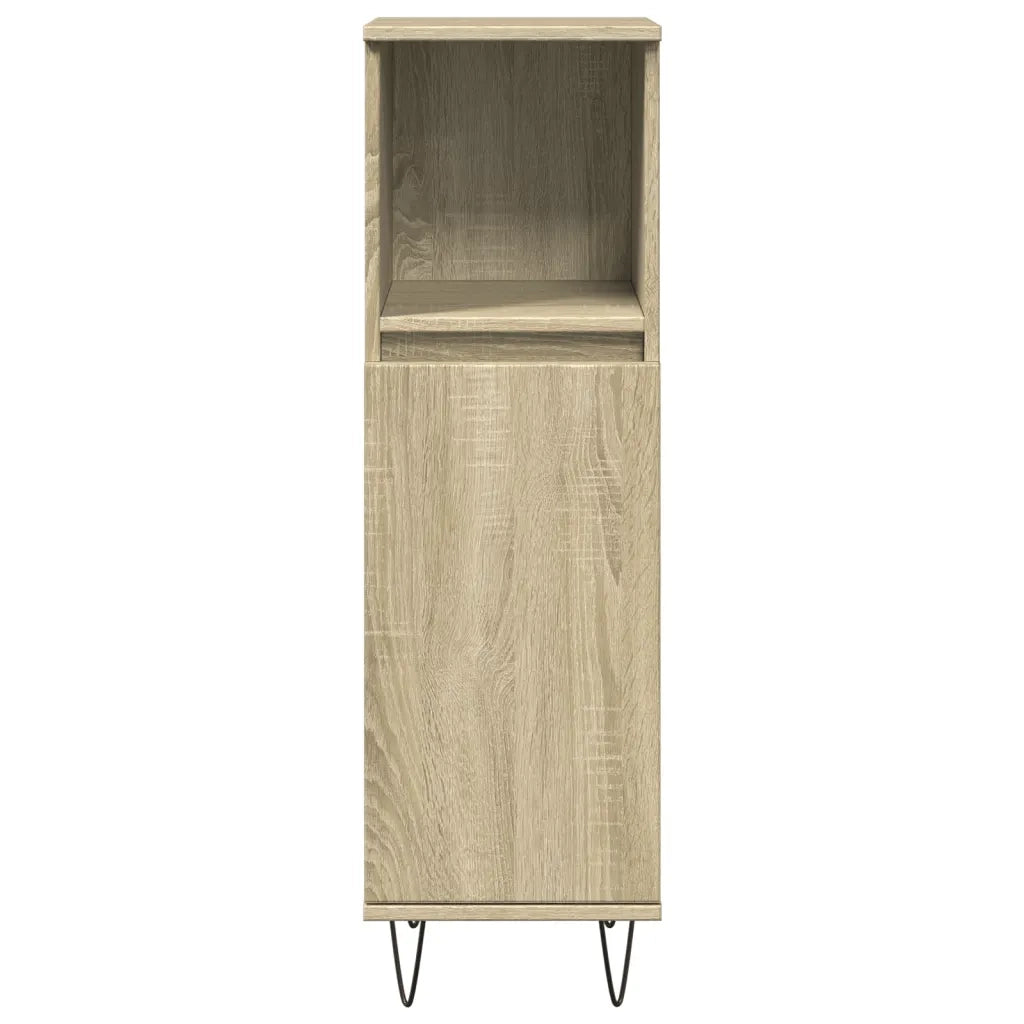 Mobiletto da bagno 30 x 30 x 100 cm con 3 scomparti stile moderno in legno composito rovere Sonoma 02_0049714