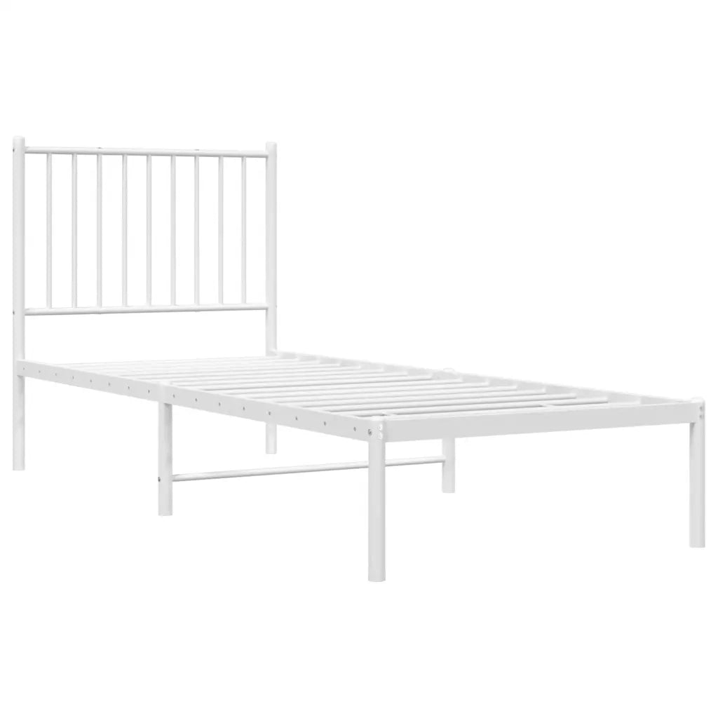 Letto singolo | Letto per adulti | Giroletto senza Materaso con Testiera Metallo Bianco 75x190 cm