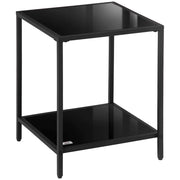 Tavolino da caff¨¨ con ripiano in vetro temperato, 2 livelli, design classico, struttura in metallo ¨C zephmum ¨C Nero