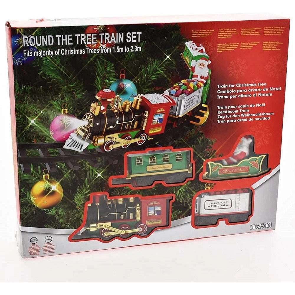 Trade Shop - Trenino Natalizio Supporto Centro Albero Natale Elettrico 2 Vagoni Slitta ø 89cm -