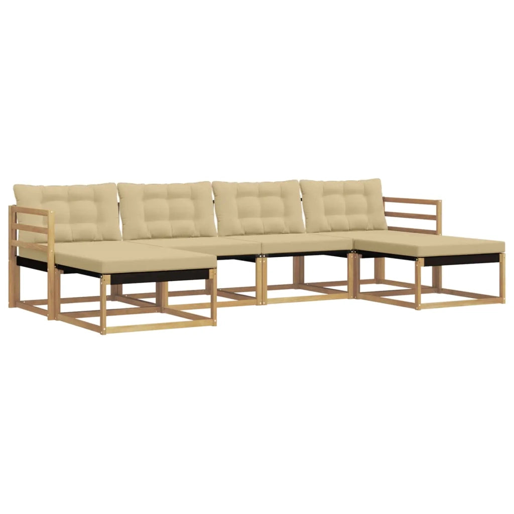 Set di divani da esterno con cuscino 6 pcs Bianco e Beige