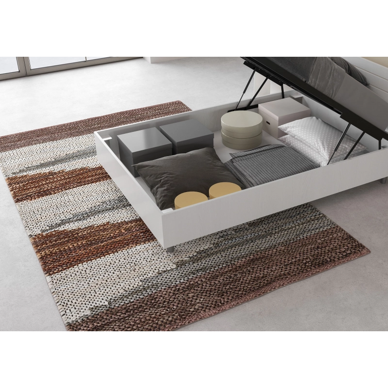 Letto 1 piazza e mezza 120x200 cm testata inclinata Demas - Senza rete,Bianco Frassino