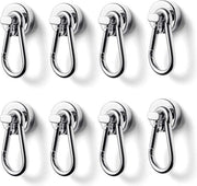 Magneetti, Potente Magnete Neodymium con Fermo Carabina, Diametro 20MM Massimo 15KG di Carico, Adatto per Cucina, Frigorifero, Garage, Ufficio, 8 Pezzi