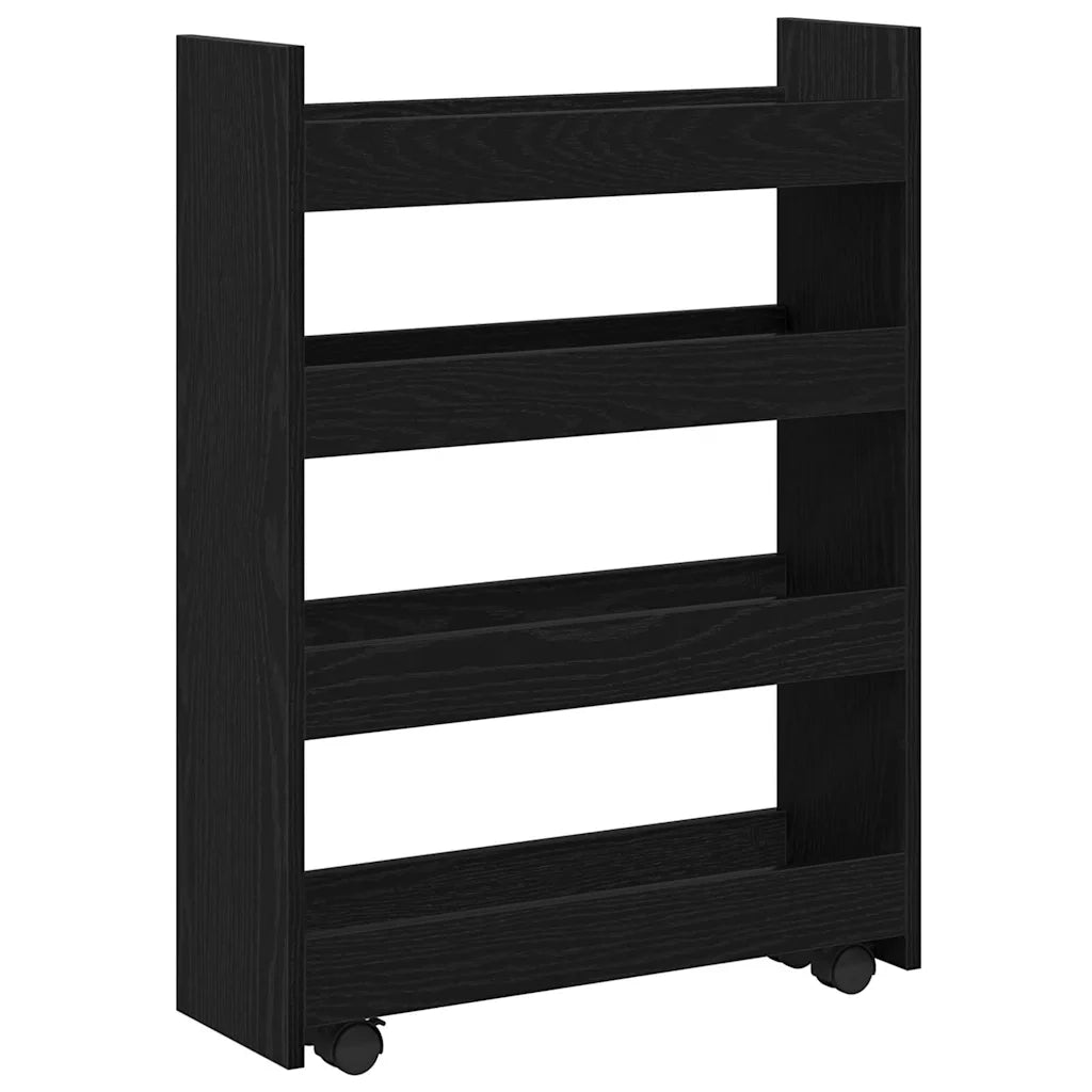 vidaXL Carrello di Stoccaggio Stretto Rovere Nero 60 x 20 x 82 cm