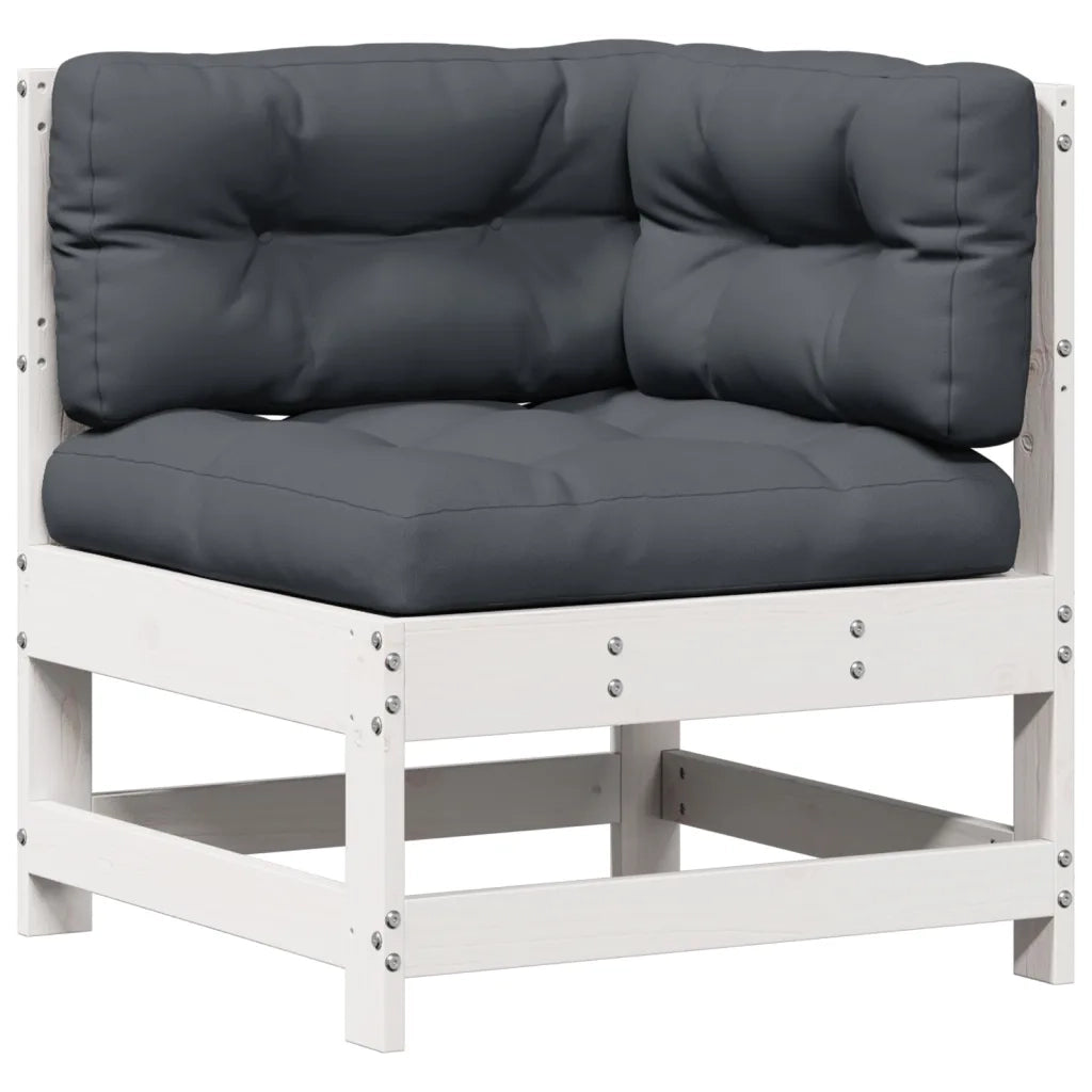 Set Salotto Giardino 7pz con Cuscini Bianco Legno Massello Pino 3250953