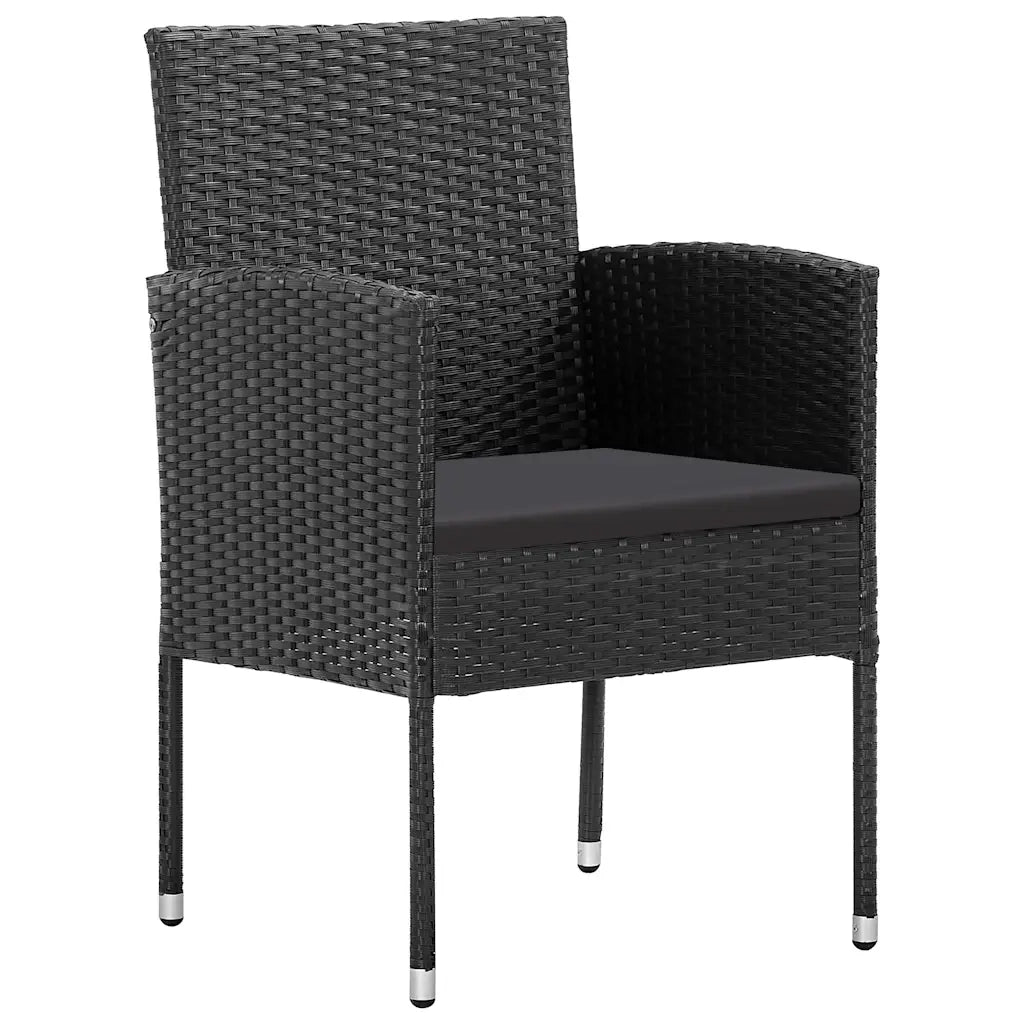 Sedie da Giardino con Cuscini Neri 4 pz | Sedie da Esterno Nere in Polyrattan
