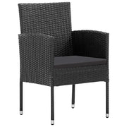Sedie da Giardino con Cuscini Neri 4 pz | Sedie da Esterno Nere in Polyrattan