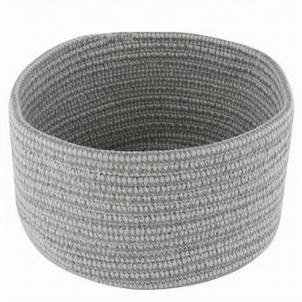 Trade Shop - Cestino Portaoggetti Cesto Tessuto Intrecciato Grigio Tondo Casa 21x12.5cm 10645 -