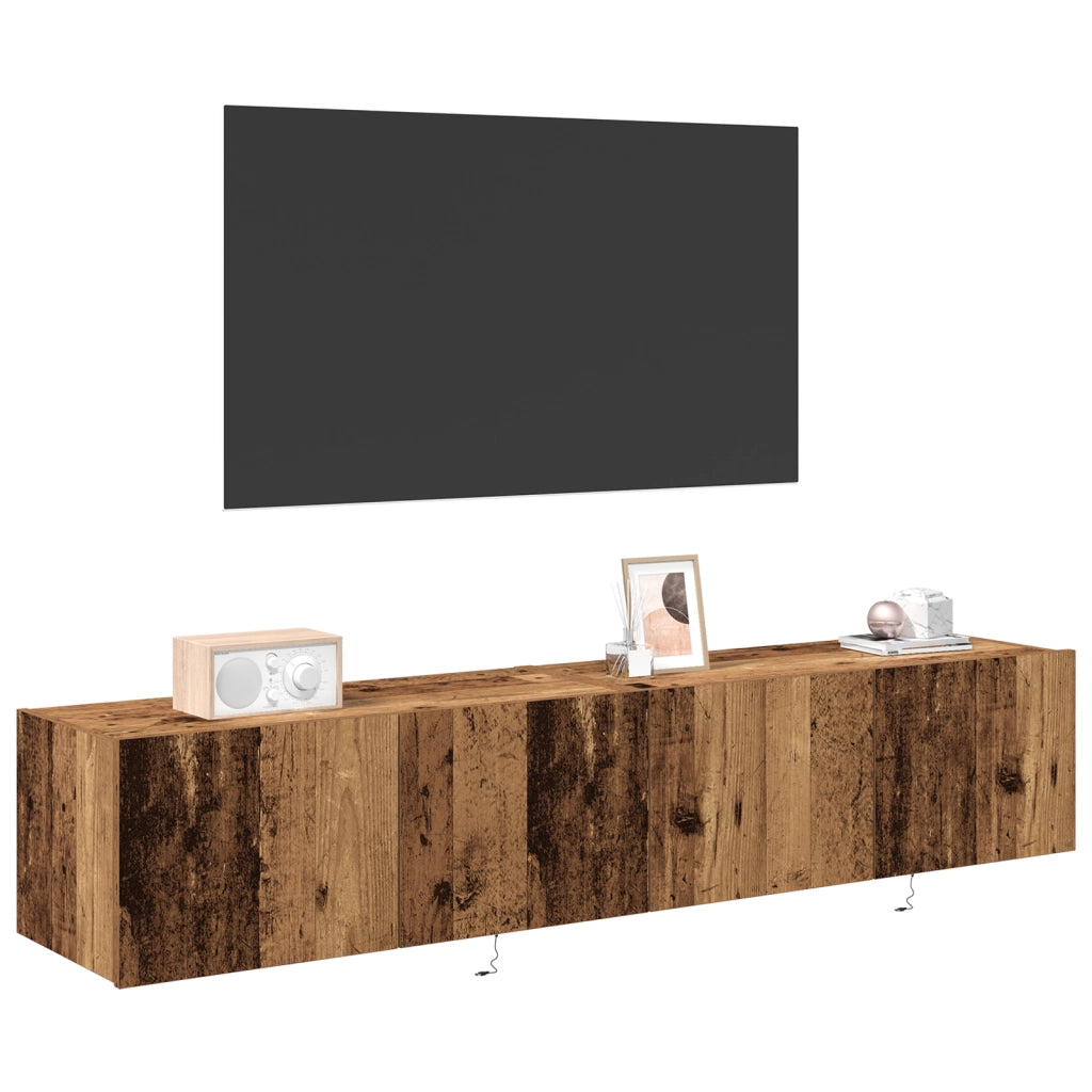 Mobile TV con luci LED 2 pz Legno antico 80x35x31 cm