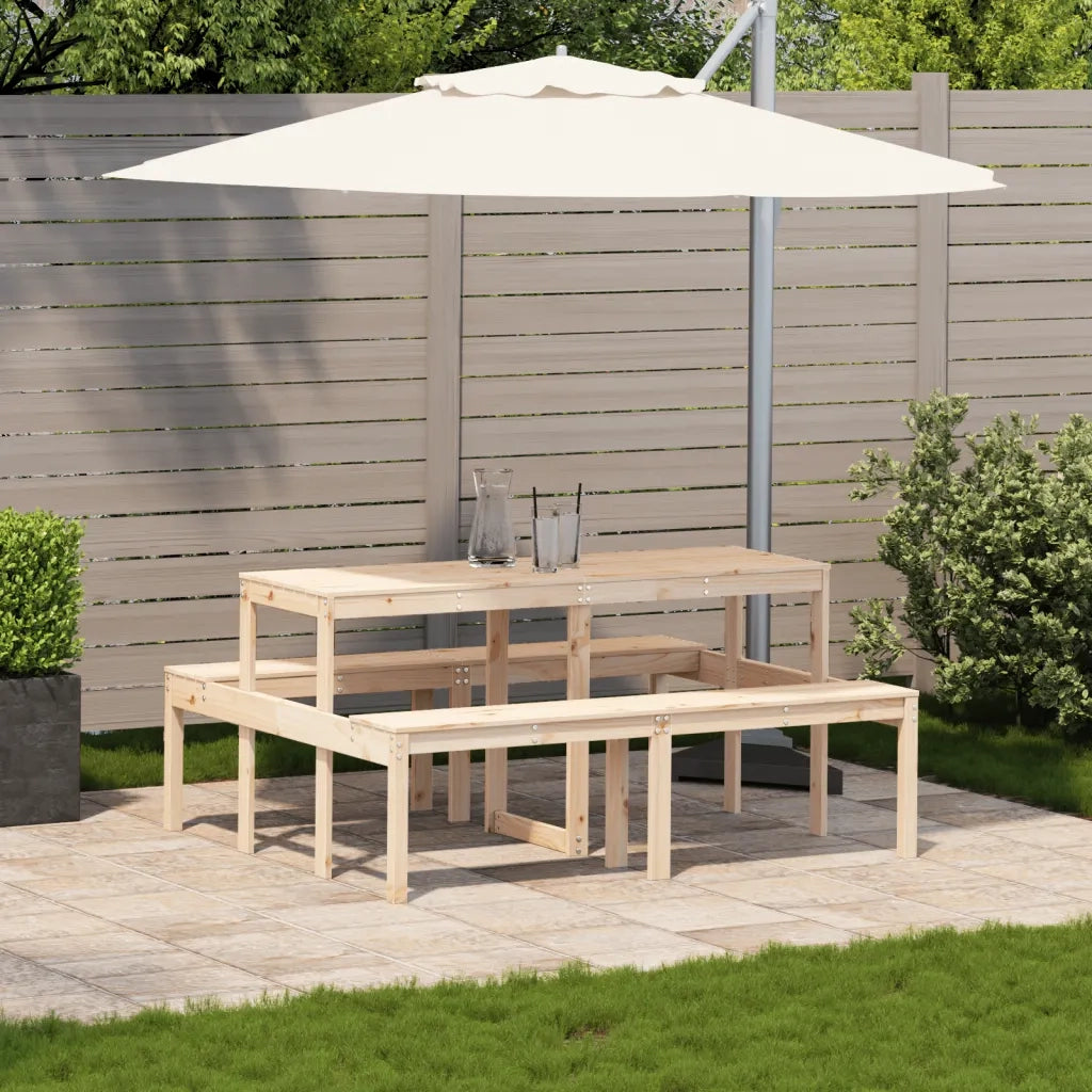 Tavolino da Giardino | Tavolo da Picnic 160x134x75 cm in Legno Massello di Pino