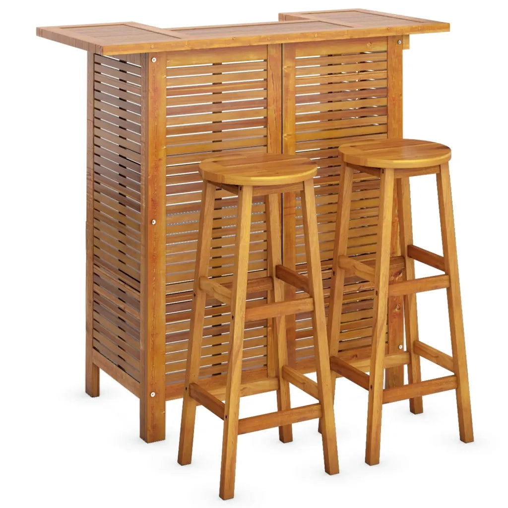 Set da Bar per Giardino 3 pz | Set Salotto da Giardino in Legno Massello di Acacia