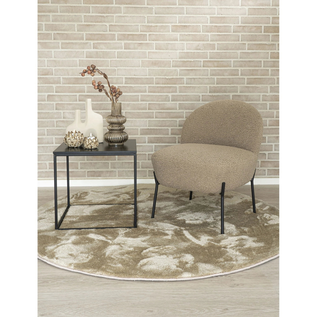 Tappeto Miami rotondo color sabbia in poliestere ø160 cm