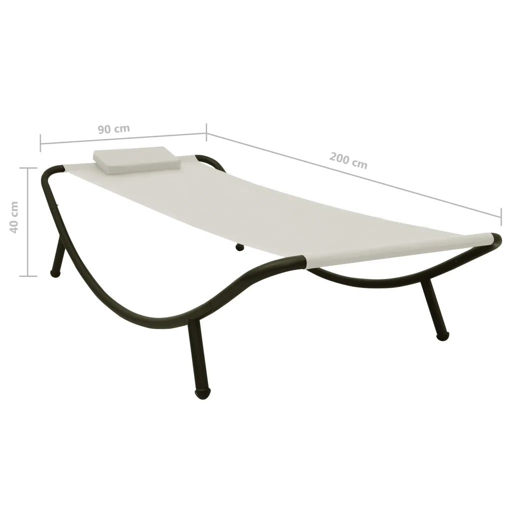 Lettino da Giardino Crema 200x90 cm in Acciaio 48080