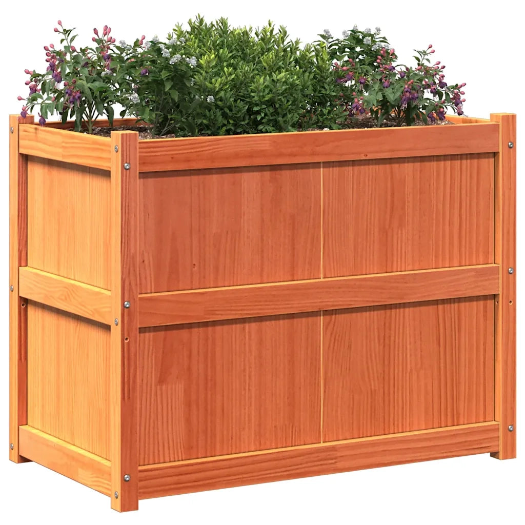 Fioriera Giardino Marrone Cera 90x50x70 cm Legno Massello Pino 837471