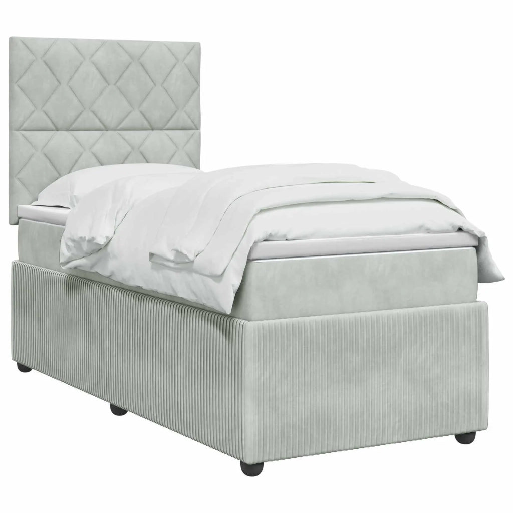 Letto Box Spring LED con Materasso Grigio Chiaro 90 x 200 cm 3455999