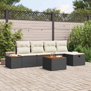 Set Divano da Giardino con cuscino 6 pcs Nero Poly Rattan