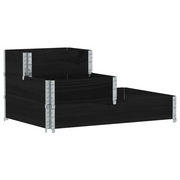 Fioriera | Cassetta per fiori | Vaso Rialzata a 3 Livelli Nera 120x80 cm Legno di Pino