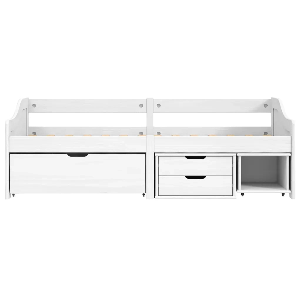 Dormeuse 3 Cassetti Bianca 90x200 cm Legno Massello Pino IRUN 3185214
