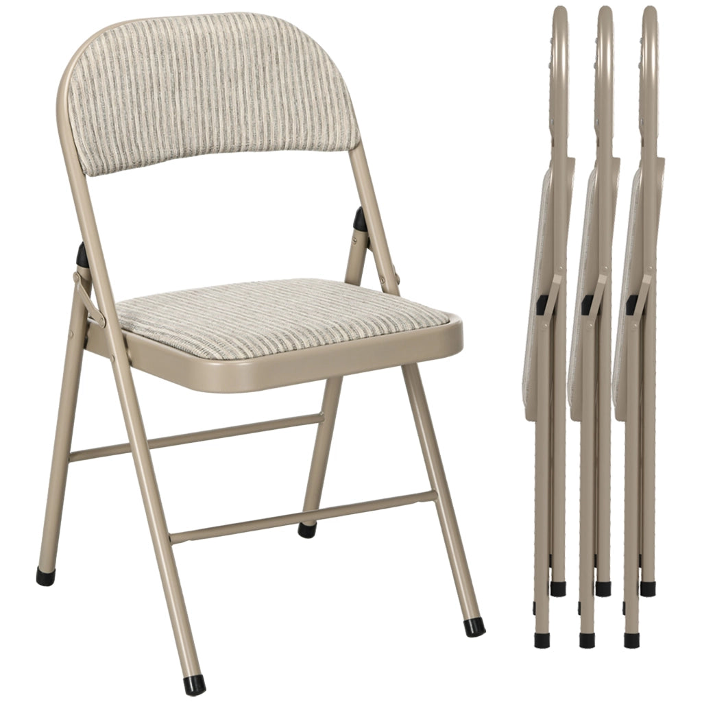 Set 4 Sedie Pieghevoli Pranzo ¨C Zephmum ¨C Beige Struttura Metallo 45x46x78 cm
