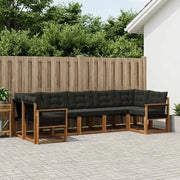 Set di divani da esterno con cuscino 7 pcs Naturale e Nero