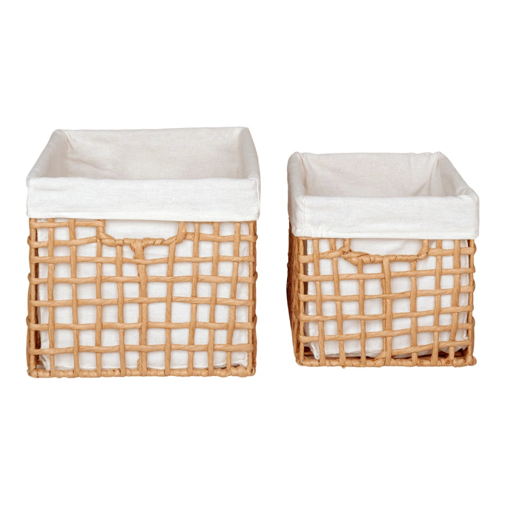 Set di 2 Cesti Portaoggetti Bustelo, Marrone, Carta, 30x20x19 cm