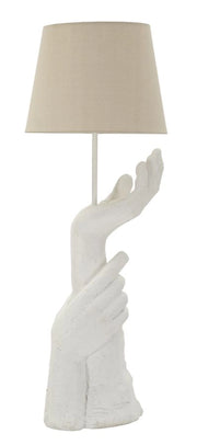 Lampada da Tavolo Life in Polyresin e Ferro - 93 cm, design a forma di mano, attacco E27, stile moderno ed artistico