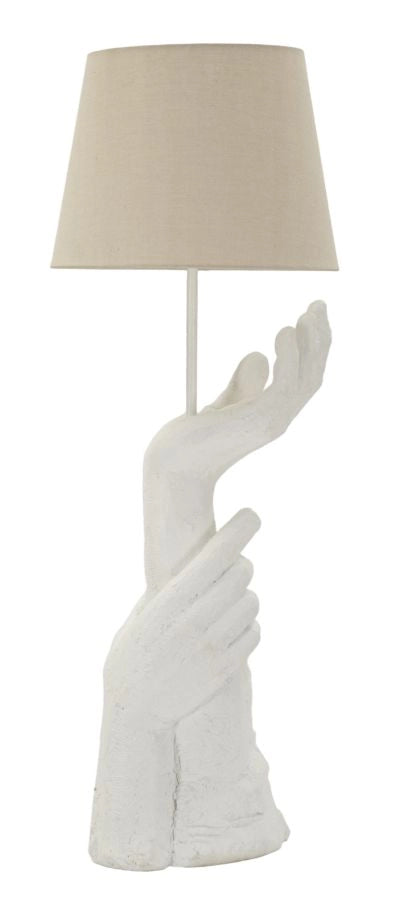 Lampada da Tavolo Life in Polyresin e Ferro - 93 cm, design a forma di mano, attacco E27, stile moderno ed artistico