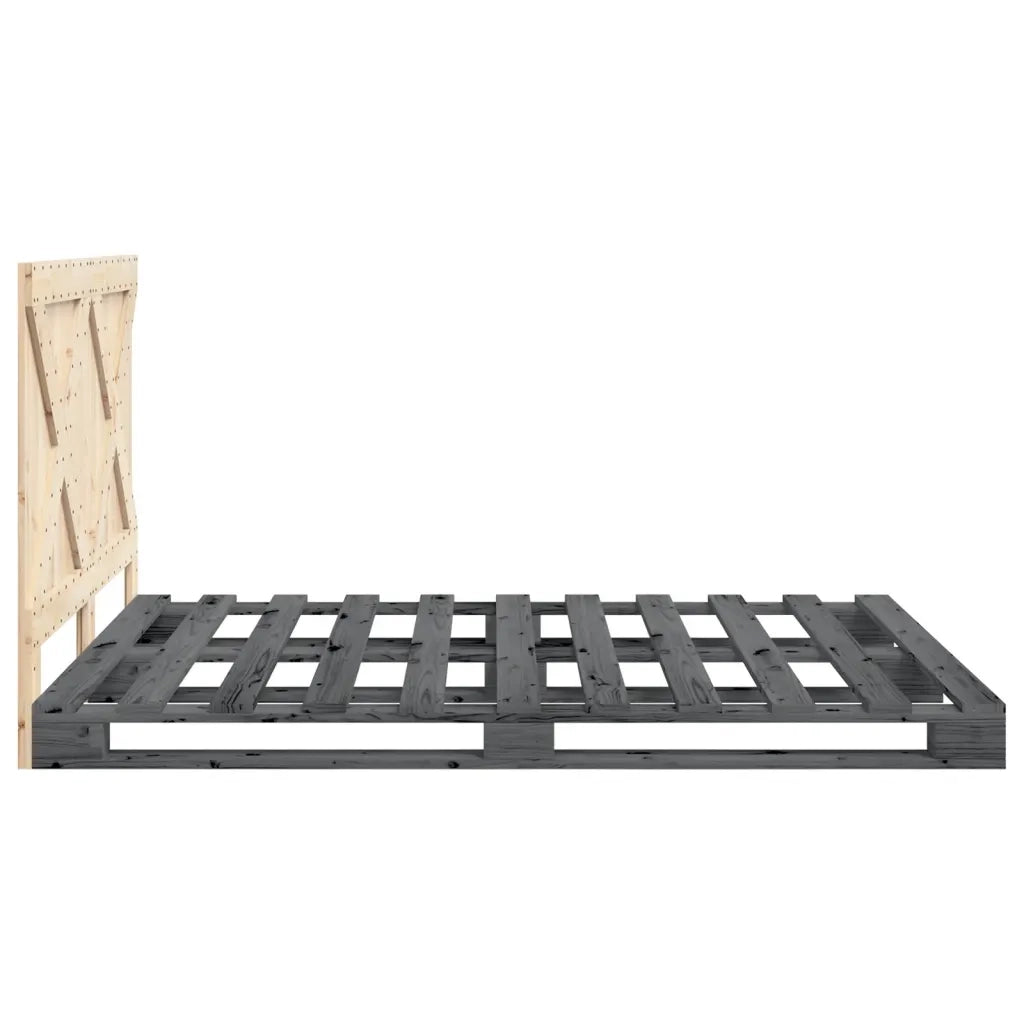 Giroletto senza Materasso Grigio 160x200 cm Legno Massello Pino 3281583
