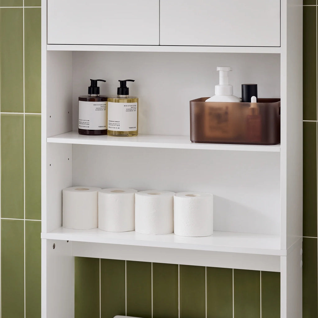 Scaffale per bagno con armadio Mensole bagno Armadio per lavatrice Armadio sovrastruttura Bianco 65x20x182cm BZR165-W