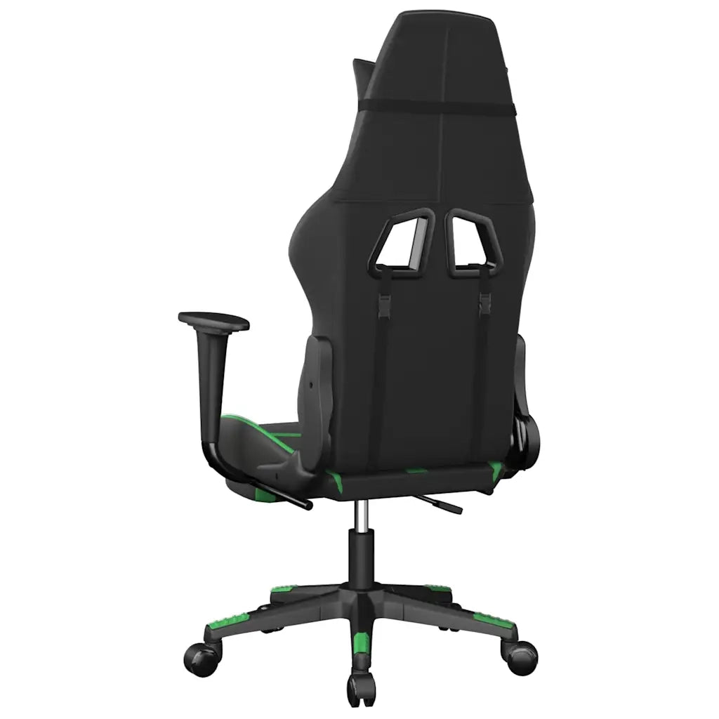 Sedia da Gaming | Sedia da e-sports Massaggio Poggiapiedi Nero e Verde Similpelle