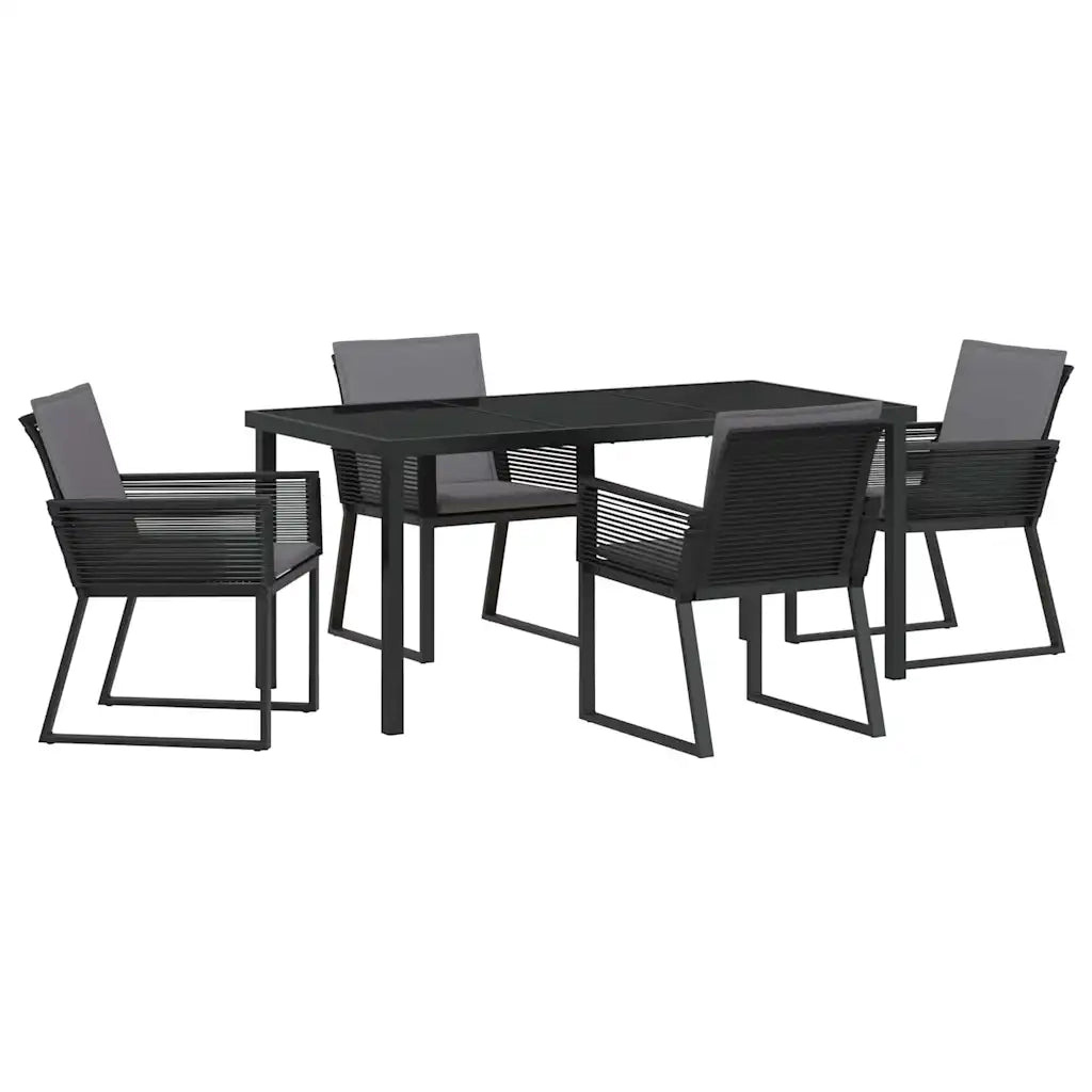 Set da Pranzo per Giardino 5 pcs Nero