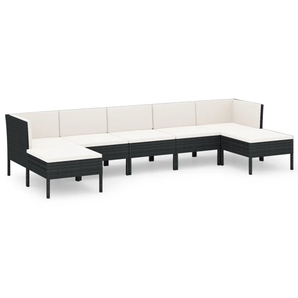 Set Divani da Giardino 7 pz con Cuscini in Polyrattan Nero cod mxl 38465