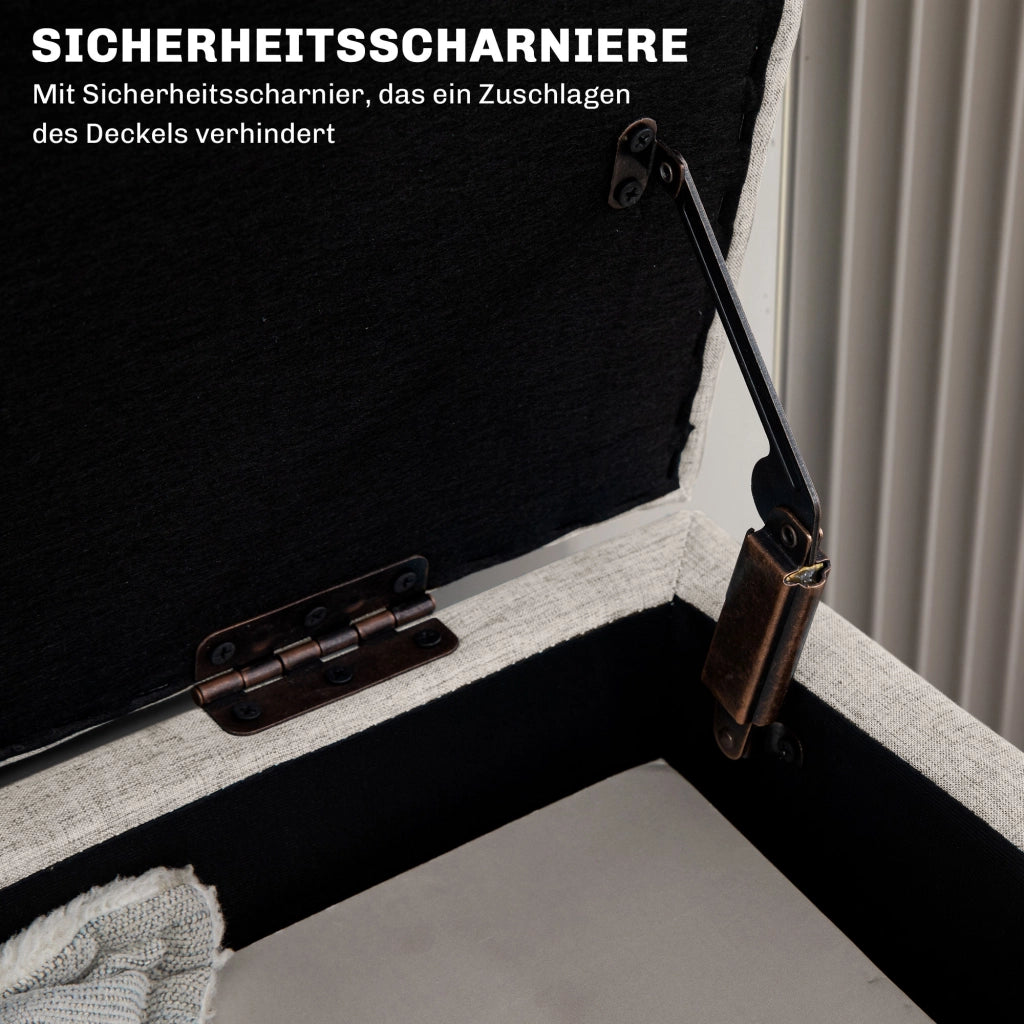 Panca Contenitore con Seduta ¨C Xylo ¨C Beige Effetto Lino 110x39x45cm