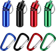 Piccola Bottiglia di Stoccaggio con Cinghia per Chiave - Contenitore di Vitamine Portatile - Contenitore Acquifugo in Metallo - Contenitore Mini Organizer in Lega di Alluminio - Contenitore Outdoor - 4 Pezzi