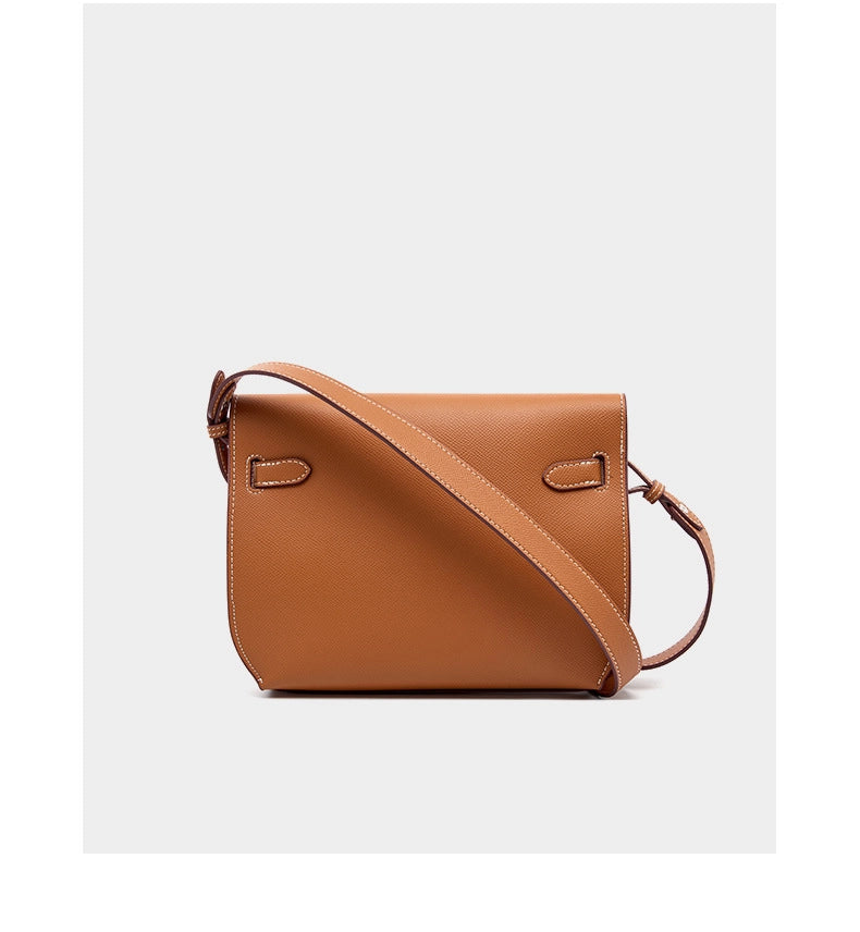 Borsa a tracolla da donna in vera pelle, colore marrone.