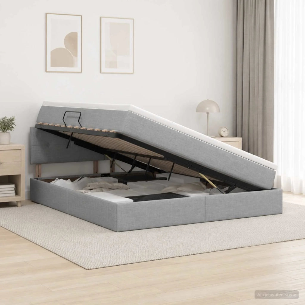 Letto con contenitore LED e materasso Grigio Chiaro 3459066