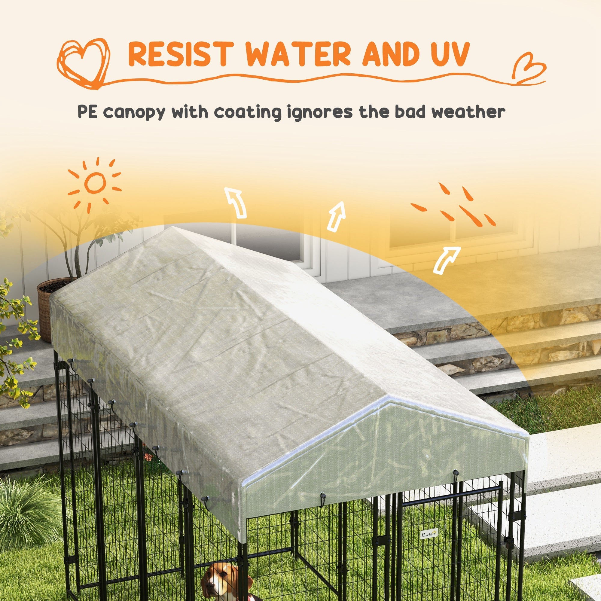 Recinto per Cani da Esterno con Tetto 239x121x183 cm in Metallo Argento