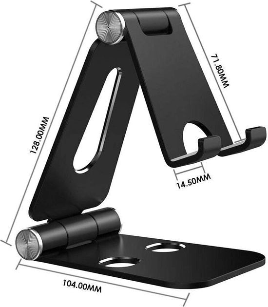 Standa di Supporto per Tablet e Smartphone Verstabile in Alluminio, Opvolutile e Compatibile con 4-10 Pollici, Nero