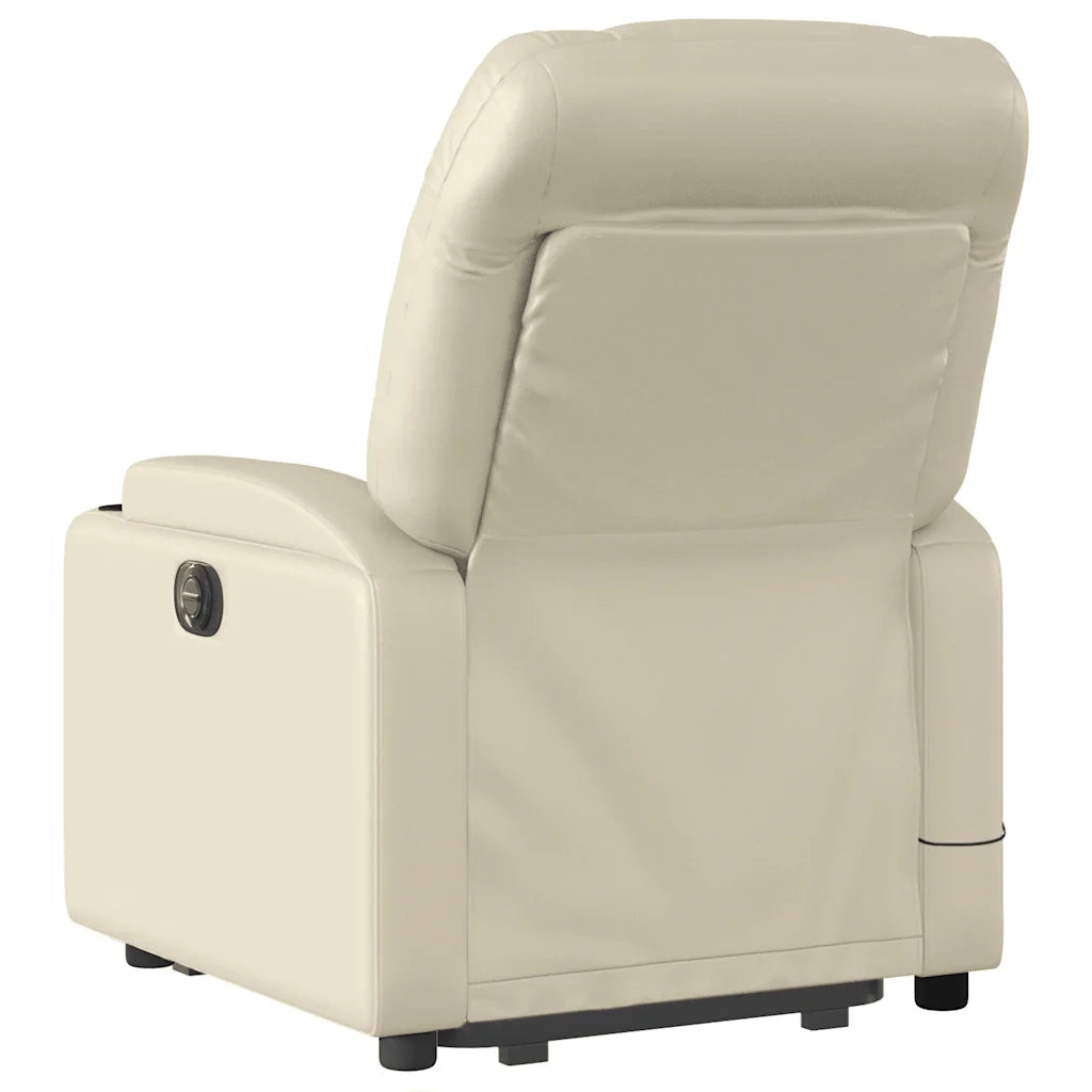 Poltrona Alzapersona Reclinabile Massaggio Crema Similpelle 3204666