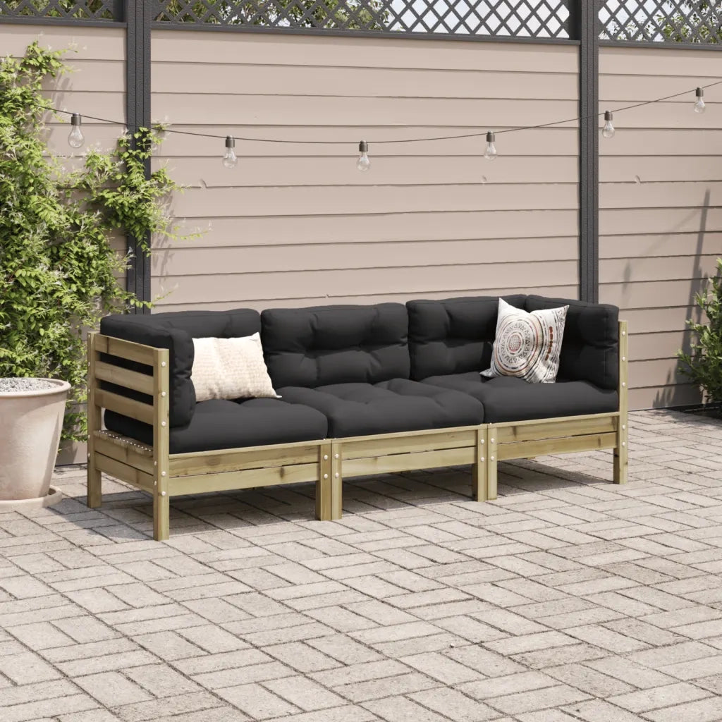 Set Divani da Giardino 3pz con Cuscini Legno Impregnato di Pinocod mxl 92904
