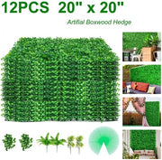 Pannello di Buxus Artificiale da 12 pezzi, 50,8 x 50,8 cm, realizzato con 100% Polietilene Ecowatt, base di pannello robusta per balconi, hotel e feste