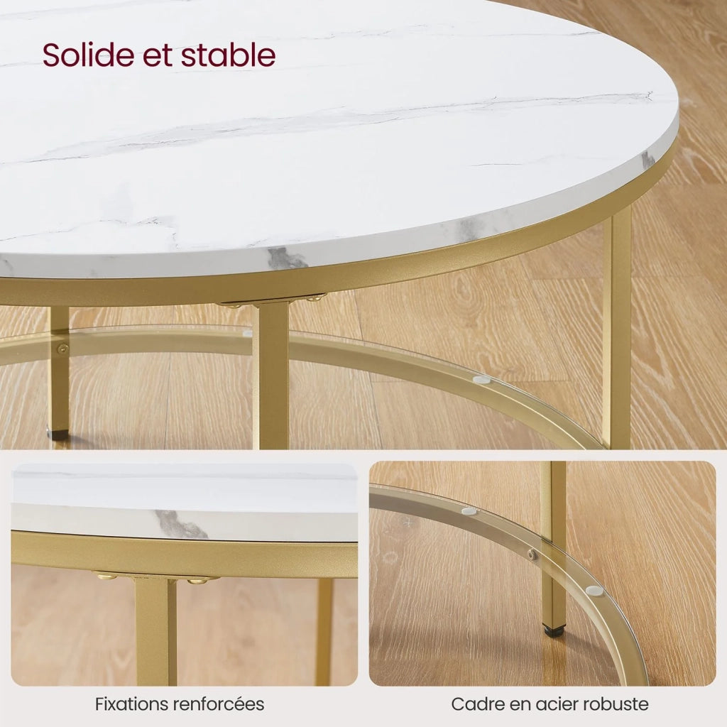 Tavolino da caffè tavolo da soggiorno tavolo da divano tavolo da aperitivo effetto marmo 80 x 46 cm piano in vetro temperato facile da montare per soggiorno in stile moderno 12_0007493