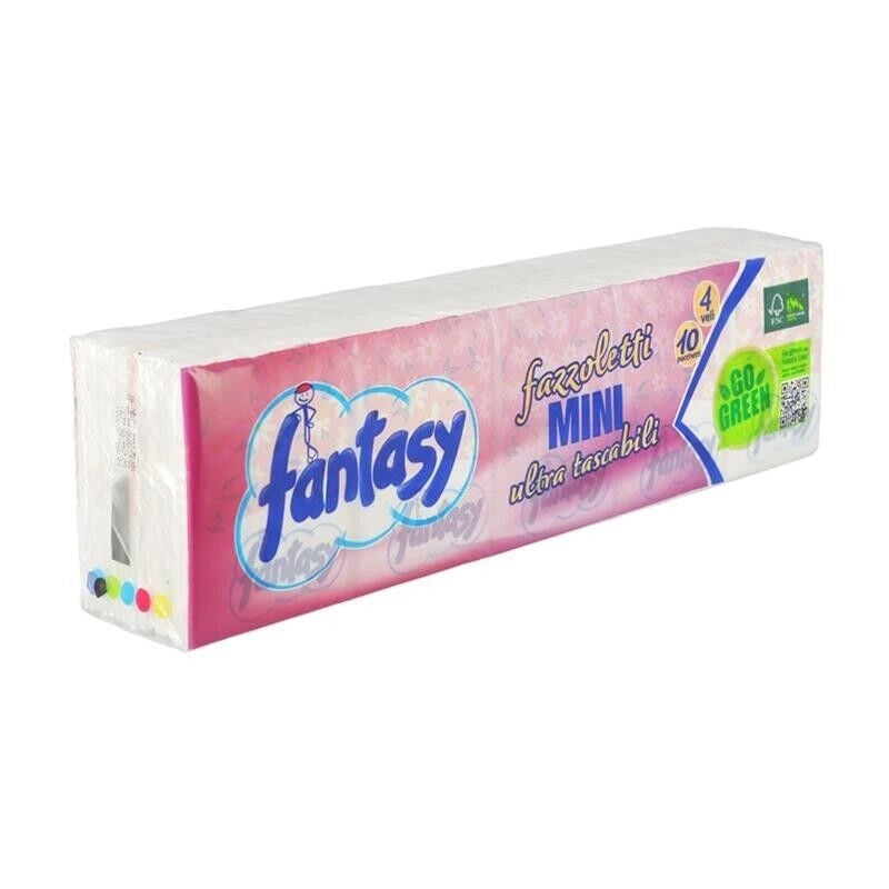FAZZOLETTI FANTASY MINI ULTRA TASCABILI DA 4 VELI IN CONFEZIONE DA 10 PEZZI